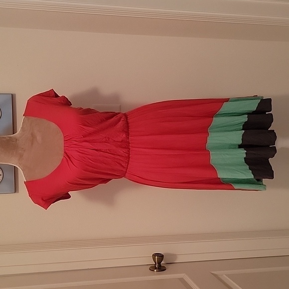 Boden, Size 4 Napoli Dress, Coral, Mint Green and Gray.  Excellent Condition - Picture 1 of 5